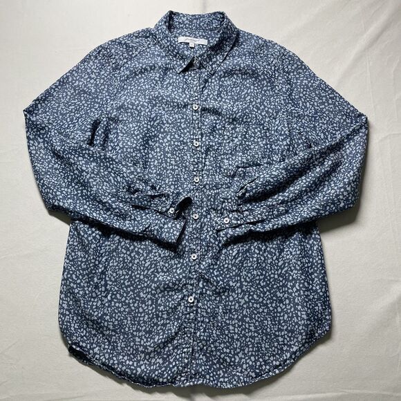 Foxcroft Tops - Foxcroft NYC Women's Blue Abstract Dot Print Button-Up Shirt Size 12